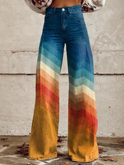 Retro Chevron Wide Leg Pants