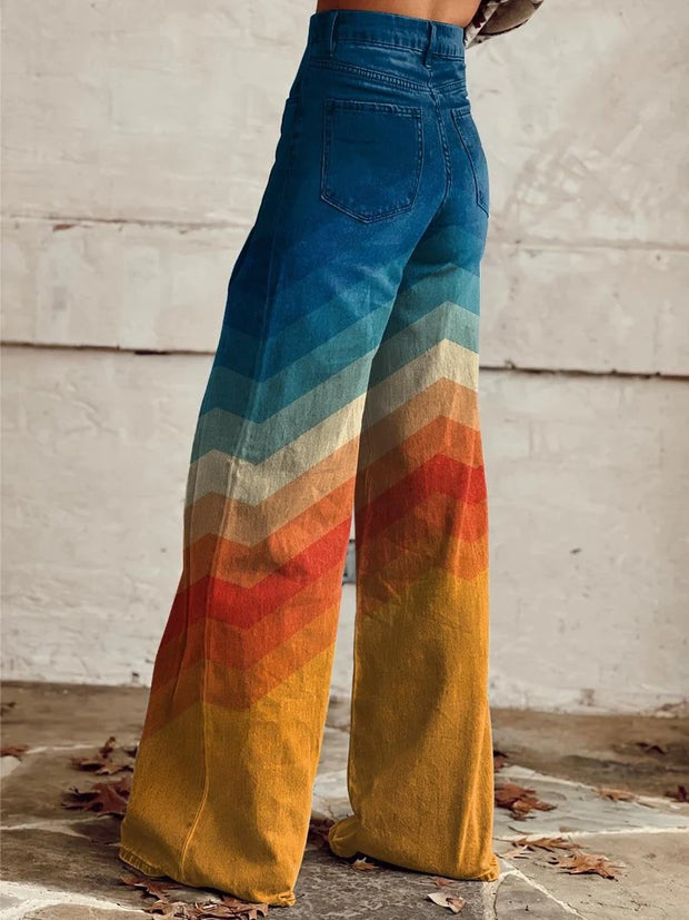 Retro Chevron Wide Leg Pants