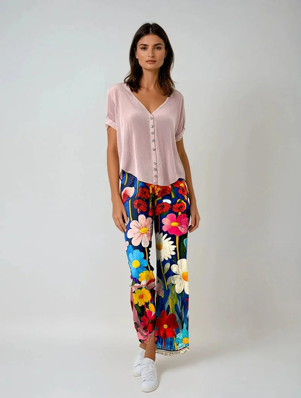 Wide Leg Floral Pants for an Elegant Silhouette